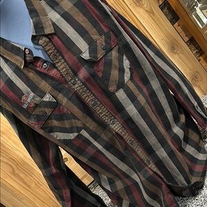 Harley-Davidson Black and Brown Striped Shirt